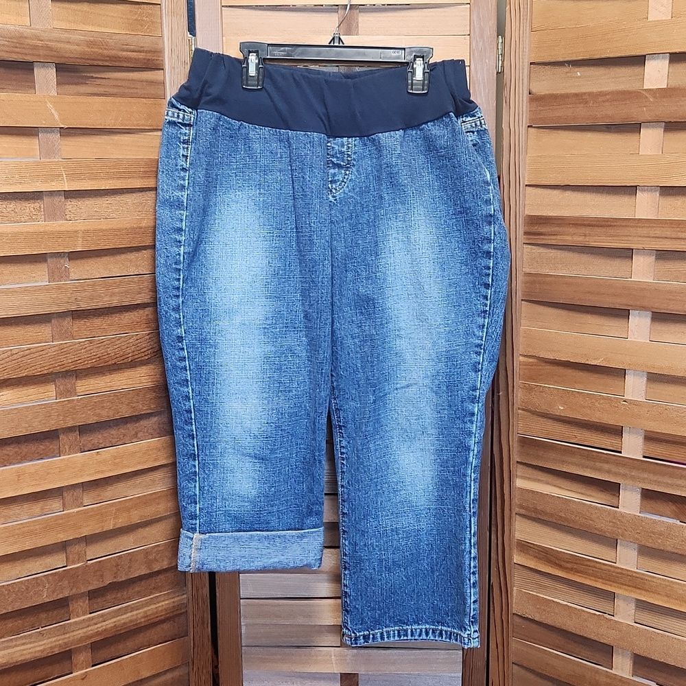 Motherhood Maternity Denim Cropped Jeans Women's Size M Cotton Spandex